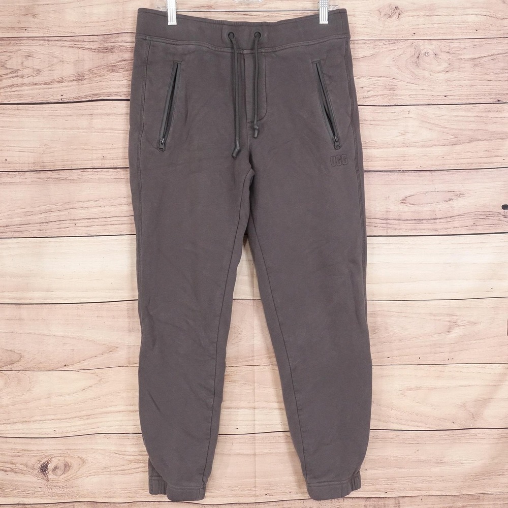 UGG Sweatpants Mens M Gray Fleece Jogger Zip Pockets Elastic Waist Lounge Warm